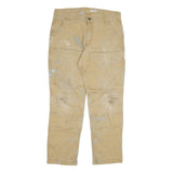 CARHARTT Mens Jeans Beige Relaxed Straight Cotton Blend W36 L32 Workwear Durable