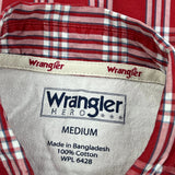 Wrangler Checked Short Sleeve Shirt - Medium Red Cotton