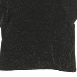 INITIATIVES Womens Black Metallic Sparkle Short Sleeve Round Neck Top L Evening