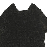 INITIATIVES Womens Black Metallic Sparkle Short Sleeve Round Neck Top L Evening