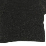 INITIATIVES Womens Black Metallic Sparkle Short Sleeve Round Neck Top L Evening