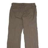 Womens Cotton Blend Khaki Regular Fit Straight Leg Trousers W34 L32 Casual Wear