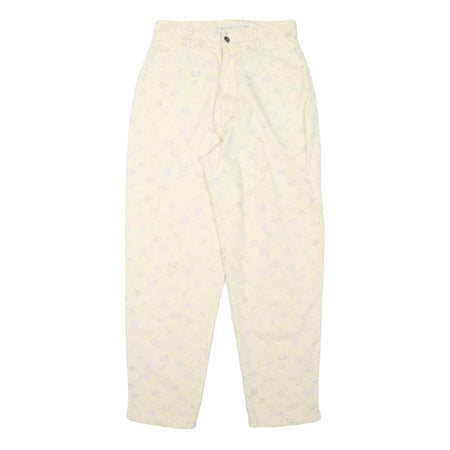 NEWPORT Womens Linen Blend Cream Relaxed Straight Trousers W27 L27 Floral Print
