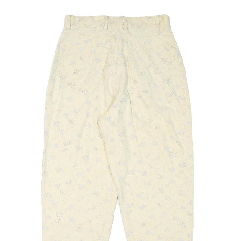 NEWPORT Womens Linen Blend Cream Relaxed Straight Trousers W27 L27 Floral Print