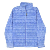WOOLRICH Womens Blue Cotton Blend Zip Jacket XS Geometric Pattern Soft Warm