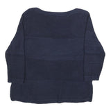 TOMMY HILFIGER Womens Navy Blue Patterned Jumper Crew Neck Basic Knit L Cotton
