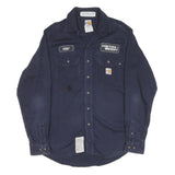 CARHARTT Mens Navy Blue Work Shirt S Cotton Long Sleeve Casual Utility