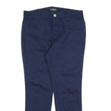 LAUREN RALPH LAUREN Womens Cotton Blend Navy Slim Tapered Trousers W30 L27