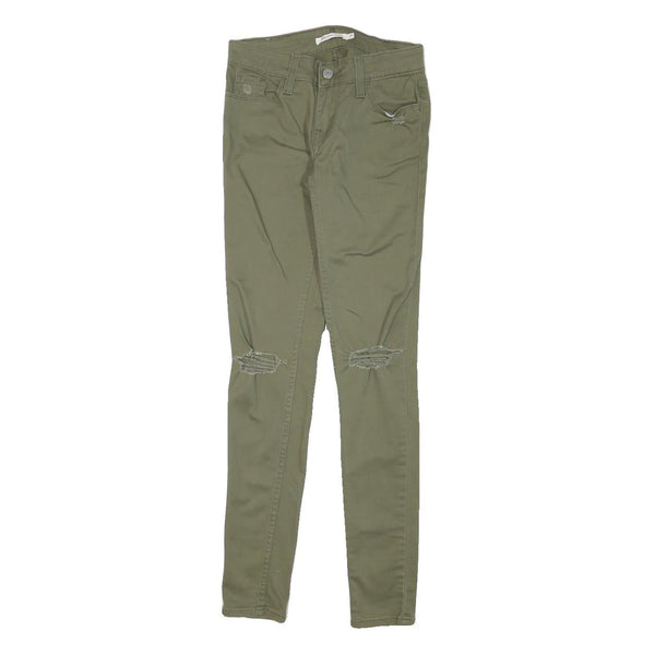 LEVI'S Womens Cotton Blend Green Slim Skinny Trousers W25 L29 Casual Stretch