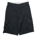DICKIES Mens Black Cargo Shorts L W34 Workwear Polyester Blend Loose Fit