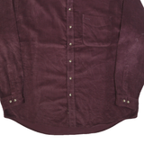 EDDIE BAUER Mens Maroon Plain Cotton Blend Shirt XL Casual Button-Up
