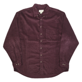EDDIE BAUER Mens Maroon Plain Cotton Blend Shirt XL Casual Button-Up