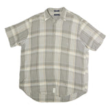 NAUTICA Mens Beige & Cream Check Shirt XL Cotton Short Sleeve Casual Summer