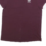 ADIDAS Womens Maroon & White Classic T-Shirt UK 6 Short Sleeve Crew Neck Cotton