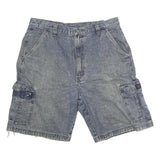 WRANGLER Mens Cotton Blue Cargo Shorts L W36 Casual Utility Faded Denim