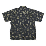 MEL RICHMAN Mens Black & Beige Cotton Blend Shirt 2XL Casual Short Sleeve
