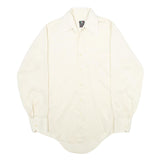 Mens White Plain Polyester Blend Long Sleeve Shirt S Classic Formal Button Down