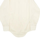 Mens White Plain Polyester Blend Long Sleeve Shirt S Classic Formal Button Down