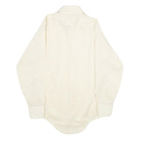 Mens White Plain Polyester Blend Long Sleeve Shirt S Classic Formal Button Down