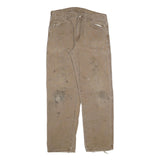 DICKIES Mens Cotton Blend Beige Regular Fit Straight Trousers W34 L32 Workwear