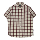 The North Face Checked Short Sleeve Shirt - Large Burgundy Cotton
