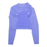 NIKE Womens Blue Sports Top Long Sleeve Crew Neck Cut-Out M Activewear