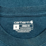 Loose Fit Carhartt Spellout T-Shirt - Small Blue Cotton