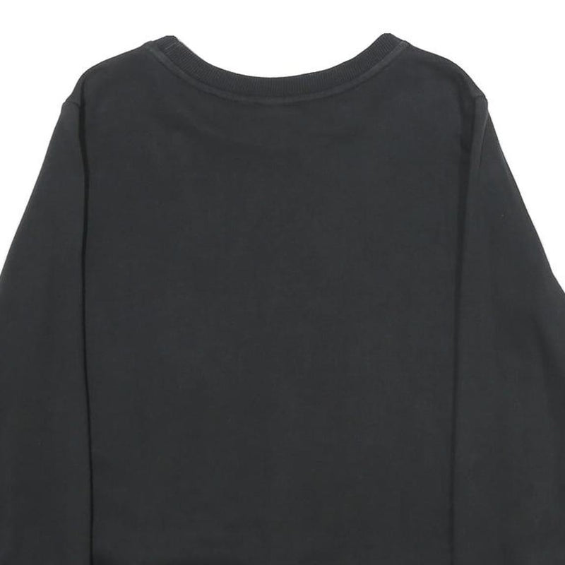 ADIDAS Womens Black Cotton Crew Neck Sweatshirt UK 12 Classic Logo Pullover