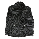 BARONIA Womens Black Polyester Blend Button Jacket M Textured Faux Fur