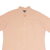 RALPH LAUREN Mens Orange & White Check Shirt XL Cotton Blend Button Down Short