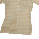Mens Beige Check Cotton Shirt M Short Sleeve Casual Lightweight Pocket