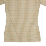 Mens Beige Check Cotton Shirt M Short Sleeve Casual Lightweight Pocket