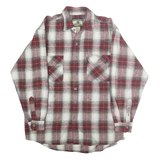 FIELD & STREAM Mens Red & White Plaid Shirt M Cotton Long Sleeve Casual Button