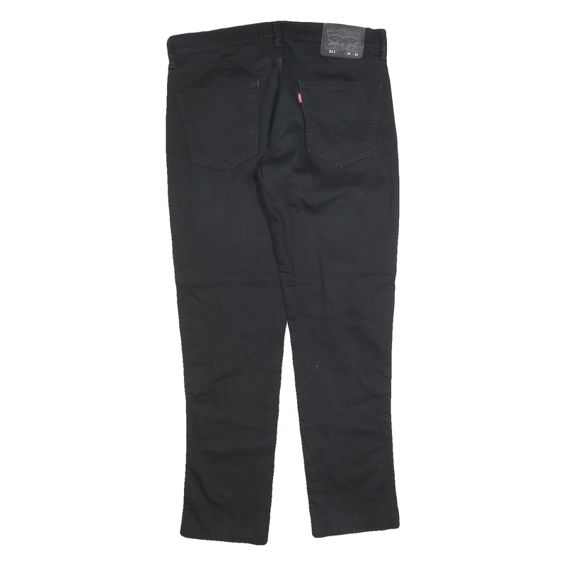 LEVI'S Mens Black Slim Straight Cotton Blend Trousers W32 L29 Stylish