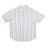TIMBERLAND Mens Blue & Brown Stripe Shirt 2XL Loose Fit Cotton Blend Casual
