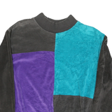 ALFRED DUNNER Mens Black & Purple & Turquoise Crew Neck M Colourblock Sweatshirt