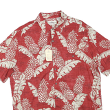 CAMPIA Mens Red & Cream Pineapple Print Cotton Blend Shirt L Casual Summer
