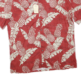 CAMPIA Mens Red & Cream Pineapple Print Cotton Blend Shirt L Casual Summer