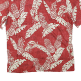 CAMPIA Mens Red & Cream Pineapple Print Cotton Blend Shirt L Casual Summer