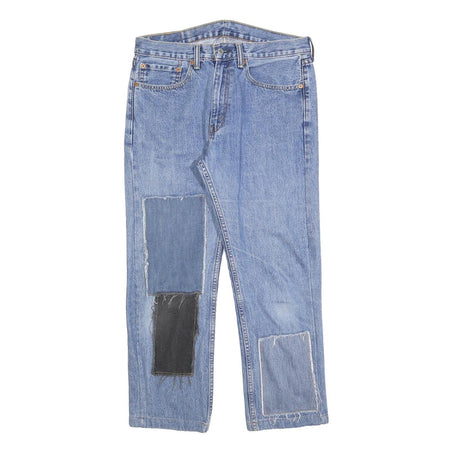 LEVI'S 505 Mens Jeans Blue Regular Straight Denim Light W34 L27 Patchwork