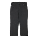 DICKIES Mens Black Cotton Blend Regular Straight Trousers W38 L27 Workwear Zip