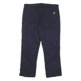 CARHARTT Mens Navy Blue Regular Fit Straight Leg Trousers W36 L29 Cotton Blend