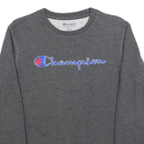 CHAMPION Boys Grey Crew Neck L Cotton Blend Pullover Sweatshirt