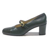 BALLY Womens Green Leather Mary Jane Heels UK 5.5 Stylish Comfortable Classic