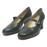 BALLY Womens Green Leather Mary Jane Heels UK 5.5 Stylish Comfortable Classic