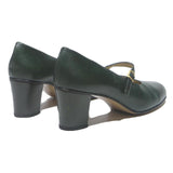 BALLY Womens Green Leather Mary Jane Heels UK 5.5 Stylish Comfortable Classic