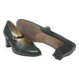BALLY Womens Green Leather Mary Jane Heels UK 5.5 Stylish Comfortable Classic