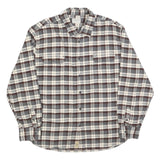 JACHS Mens Brown & Grey Checked Loose Fit Cotton Blend Shirt XL Casual Button-Up