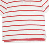 TOMMY HILFIGER Mens White & Red Striped Cotton Short Sleeve Polo Shirt L