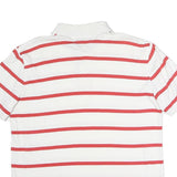 TOMMY HILFIGER Mens White & Red Striped Cotton Short Sleeve Polo Shirt L
